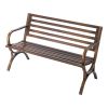 Outdoor Bench, 50 inch, Carbon Steel Metal Frame with Slatted Pattern Backrest and Round Edge Armrests, Weatherproof Outside Bench for Patio, Garden