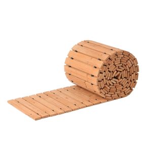 Wooden Garden Pathway, 24 ft L x 17 in W, Non-Slip Straight Garden Walkway, Roll Out Cedar Outdoor Walkway Path with Wire Rope Connection, Decorative