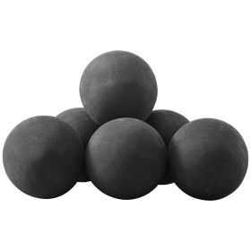 Ceramic Fire Balls, 5 Inch 6 Pcs Round Fire Stones, Reusable Lava Rocks Indoor and Outdoor Use, Decorative Fire Pit Rocks for Propane/Gas Fireplace