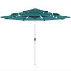 9.7 ft Outdoor Patio Umbrella with Solar LED Lights, 3 Tier Outdoor Table Umbrella with Tilt, Crank, Teal