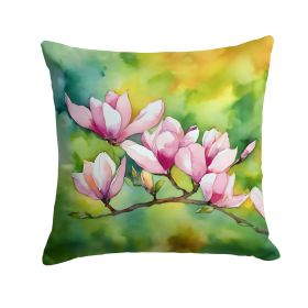 Mississippi Magnolia in Watercolor Throw Pillow Machine Washable, Indoor Outdoor Decorative Pillow for Couch, Bed or Patio, 14Hx14W