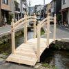 Natural Wooden Arch Garden Bridge with Safety Rails for Backyard Ponds Creeks Streams 7.5' Long