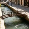 7 'metal arched garden bridge pedestrian overpass with side railings
