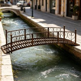7 'metal arched garden bridge pedestrian overpass with side railings
