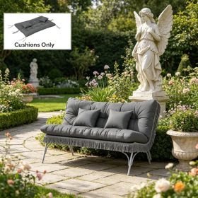 Charcoal 59 inch tufted cushion and pillow, replaceable cushion backrest for 2 pillows