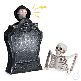 Halloween Tombstone and Half Skeleton