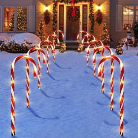 Christmas Decorations Outdoor, 10 Pcs Candy Cane Lights, 21'' Solar Pathway Lights with 8 Lighting Modes, Waterproof Garden Lights for Christmas Patio