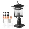 2 Pack Dusk to Dawn Outdoor Post Light, 15.75 in, Waterproof Lamp Post Light Fixtures with 5.5 in Pier Mount Base Glass Shade