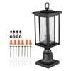 2 Pack Dusk to Dawn Outdoor Post Light, 17.72 in, Waterproof Lamp Post Light Fixtures with 3.5 in Pier Mount Base Glass Shade