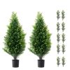 Artificial Cedar Topiary Tree, 36 inch Tall (2 Pieces), with Extra Leaves & Pot Faux Evergreen Fake Pine Cypress Trees Plant