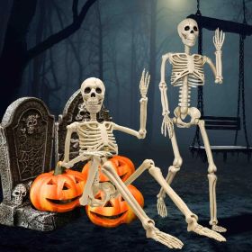 2 Pack 36"Halloween Skeleton - 3 ft Life Size Human Skeleton with Full Body Posable Joints Plastic Skeleton for Halloween Skeletons Decor Yard Patio L