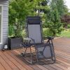 Zero-G Zen: Outdoor Zero Gravity Rocking Chair with Headrest, Tray & Phone Holder