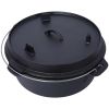 Pre-Seasoned Cast Iron Dutch Oven With Skillet Lid, Outdoor Camping Deep Pot for Camping Fireplace Cooking BBQ Baking Campfire, With Iron Pot Rack, 12