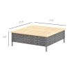 Outdoor Side Table with PE Rattan, Patio End Table with Natural Fir Wood Top, Weather Resistant Accent Table for Patio Pool Porch, Gray