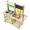 Mud Kitchen, Outdoor Mud Kitchen for Kids, Wood Outdoor Play Kitchens with Spoons, Sink, Sunshade Canopy, Swivel Wheels, Cookware Pots and Accessories