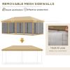 Outdoor Entertaining: 10x20' Beige Pop-Up Canopy Tent with Netting Sidewalls