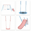 XNS107	Two Swing Set with Slide Blue And Pink For Outdoor Kids Playground