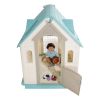 Outdoor Playhouse, 5-In-1 Cottage Play House with Pretend Play, Basketball, Darts, Soccer, Ring Toss, Window & Convenient Door, Toddler Slide Set for
