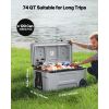 Portable Cooler, 74 QT Wheeled Cooler with Ice Retention, Heavy-Duty Handles and Cup Holder, Lightweight Rigid Material Insulated Portable Cooler, Sui