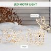 LED Christmas Reindeer and Sleigh Decoration 35 Warm White Lights Steel Frame for Yard Indoor Outdoor