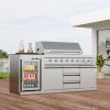 Large 8-Burner Outdoor BBQ Grill, 304 Food-Grade Stainless Steel, Electronic Ignition with Universal Wheels