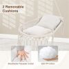 Beige Boho Macrame Hanging Swing Chair with 2 Padded Cushions, 330LBS Capacity Hammock Chair for Indoor Outdoor Bedroom Patio Balcony