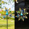 Outdoor Peacock Wind Spinners with Gem Decor, 13" D*65" H Double Sided Kinetic Wind Sculptures & Spinners, Metal Peacock Decor for Garden Yard Lawn