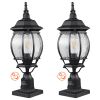 2 Pack Dusk to Dawn Outdoor Post Light, 20.87 in, Waterproof Lamp Post Light Fixtures with 5.5 in Pier Mount Base Glass Shade