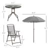 Garden Soiree: 6-Piece Gray Patio Dining Set with Umbrella & Glass Table