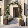 Garden Arch Trellis with 2 Self-watering Planter Boxes for Party Yard Lawn