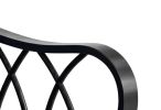 Navy blue ribbon cushioned wicker rocking chair with aluminum rattan bars and armrests