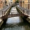 7 'metal arched garden bridge pedestrian overpass with side railings