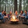 24 Inch Fire Pit Bowl with Handles Outdoor Wood-Burning Firepit