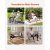 Outdoor Bench, 50 inch, Carbon Steel Metal Frame with Slatted Pattern Backrest and Round Edge Armrests, Weatherproof Outside Bench for Patio, Garden