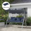 Tufted Bench Cushions & Throw Pillows, Outdoor Replacement Bench Seat Pad, Back Cushion & 2 Pillows, Blue