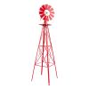 8FT Weather Resistant Yard Garden Windmill Red