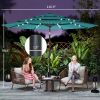 9.7 ft Outdoor Patio Umbrella with Solar LED Lights, 3 Tier Outdoor Table Umbrella with Tilt, Crank, Teal
