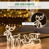 LED Christmas Reindeer and Sleigh Decoration 35 Warm White Lights Steel Frame for Yard Indoor Outdoor