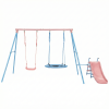 XNS107	Two Swing Set with Slide Blue And Pink For Outdoor Kids Playground