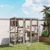 Outdoor Cat Enclosure with Window Access, 5 Platforms and 2 Resting Boxes, Waterproof Roof for Multiple Cats, Brown