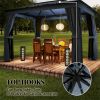 Outdoor terrace pavilion, sunshade with curtains, soft top pavilion, rain shelter, blue