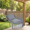 Gray Boho Macrame Hanging Swing Chair with 2 Padded Cushions, 330LBS Capacity Hammock Chair for Indoor Outdoor Bedroom Patio Balcony
