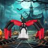 10ft Wide 5ft Tall Giant Halloween Inflatable Spider - LED Head Light + 2 Red Eye Tunnel Lights, Black + Red Color