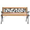 49" Garden Bench Patio Porch Chair Deck Hardwood Cast Iron Love Seat Rose Style Back
