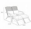 2-person milky white wicker chair with high backrest and fire pit chair, equipped with cushion