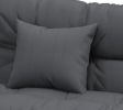 Charcoal 59 inch tufted cushion and pillow, replaceable cushion backrest for 2 pillows