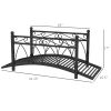 3.3' Metal Garden Bridge with Safety Siderails Weather-Resistant Black Vintage Style Zen Bridge