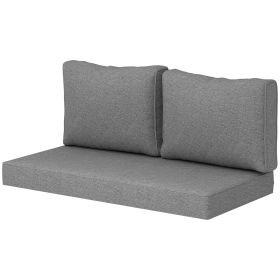 2 Seater Patio Furniture Cushions, Thick Outdoor Loveseat Cushions Furniture Cushions with Removable Cover (Color: Gray)