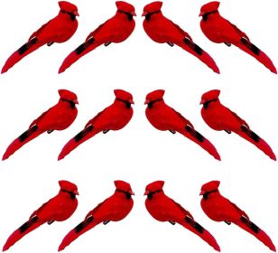 2pcs Red Bird Decor Artificial Red Cardinal Birds Artificial Birds Christmas Cardinal Birds for Tree Flower Floral Arrangements Yard Patio Wreath Desi (size: 6pcs)