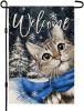 CROWNED BEAUTY Winter Cat Garden Flag 12x18 Inch Double Sided for Outside Small Welcome Burlap Holiday Yard Decoration CF1660-12